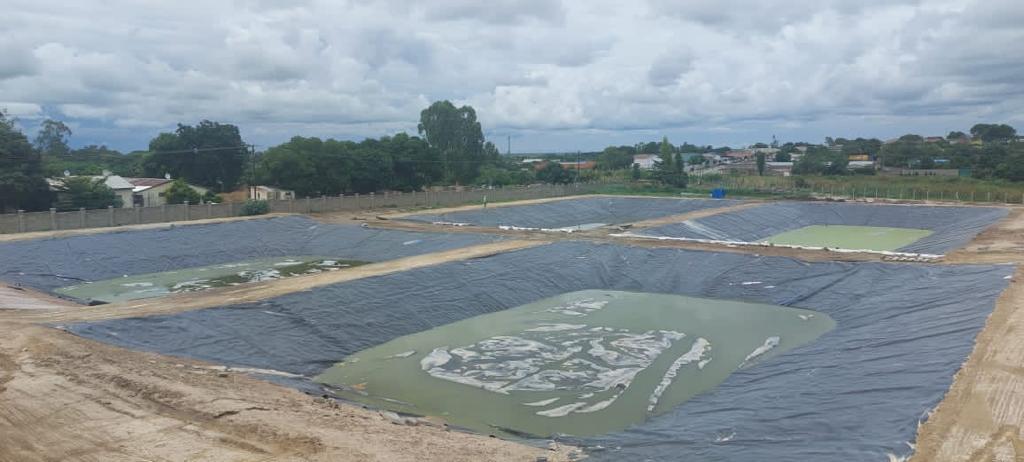 Construction of sewer ponds in Mongu