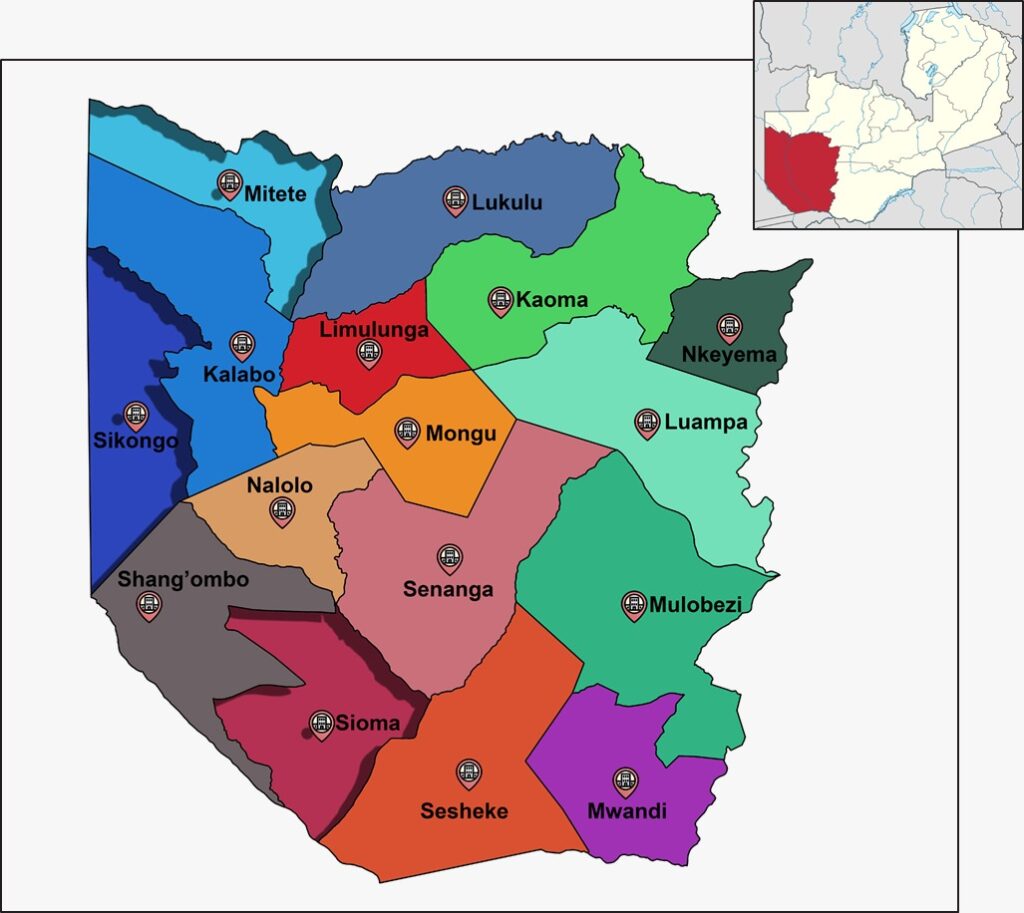 Western Province operational areas map — WWSSC service districts